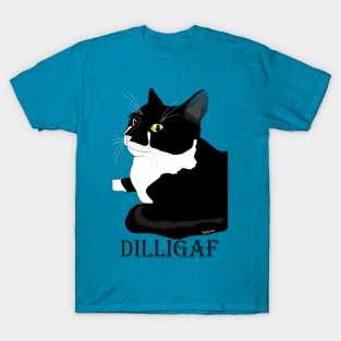 Cute Tuxedo Cat DILLIGAF Attitude T-Shirt